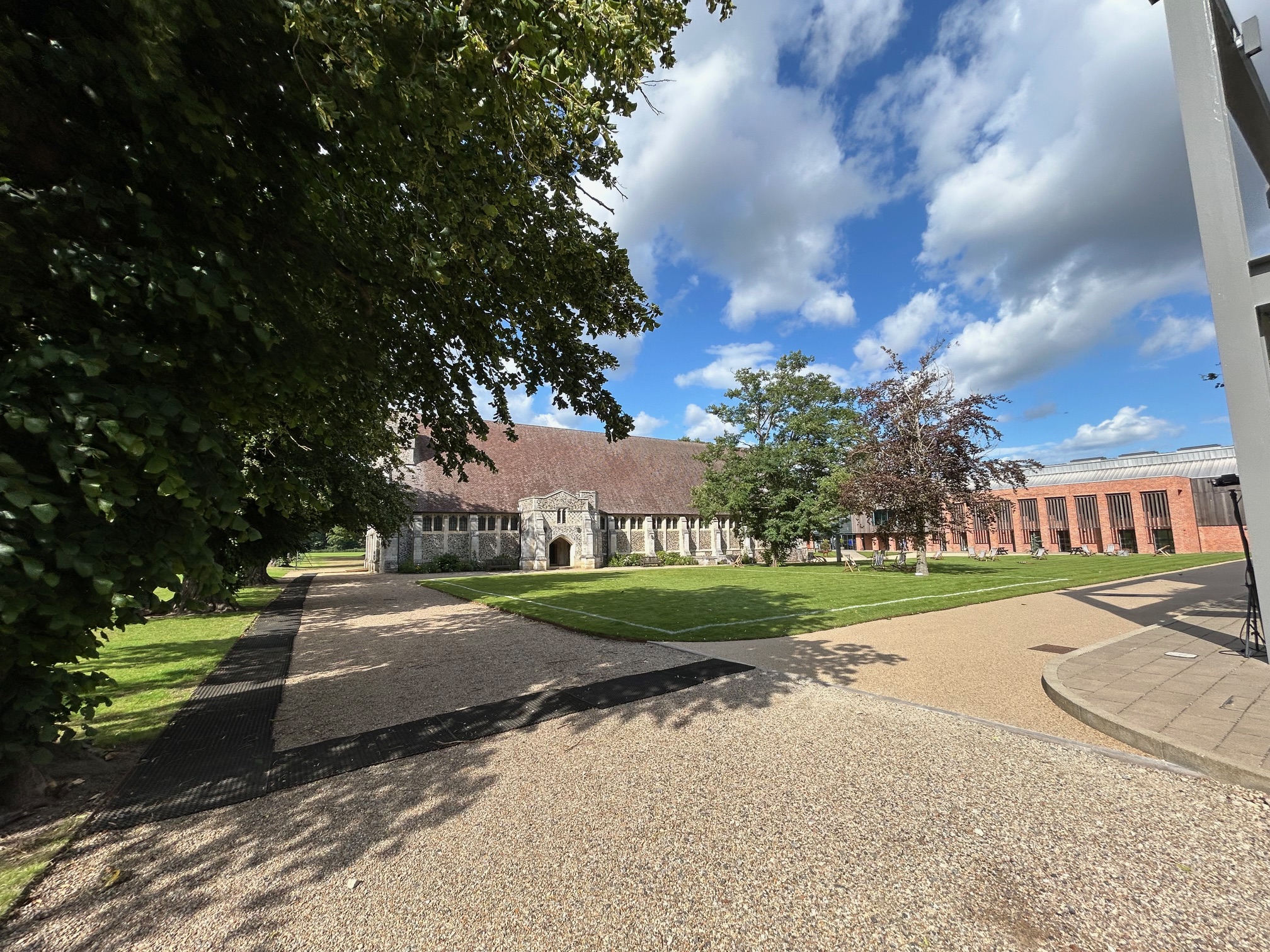 The chapel and Britten Building at Gresham's School, Norfolk, August 2025.